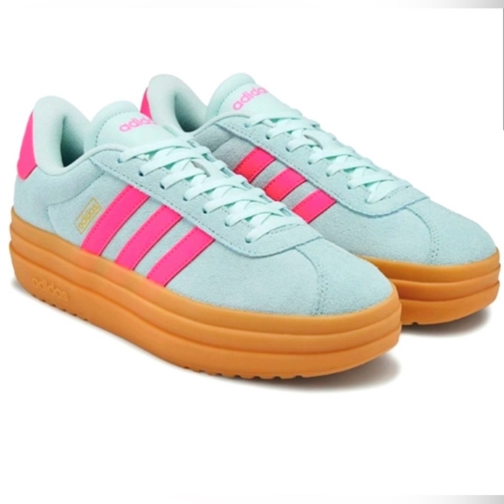 Adidas VL Court Bold Platform Sneakers sz 7.5 in Mint/ Magenta